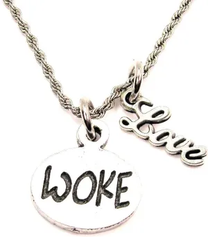 Woke Rope Chain Cursive Love Necklace