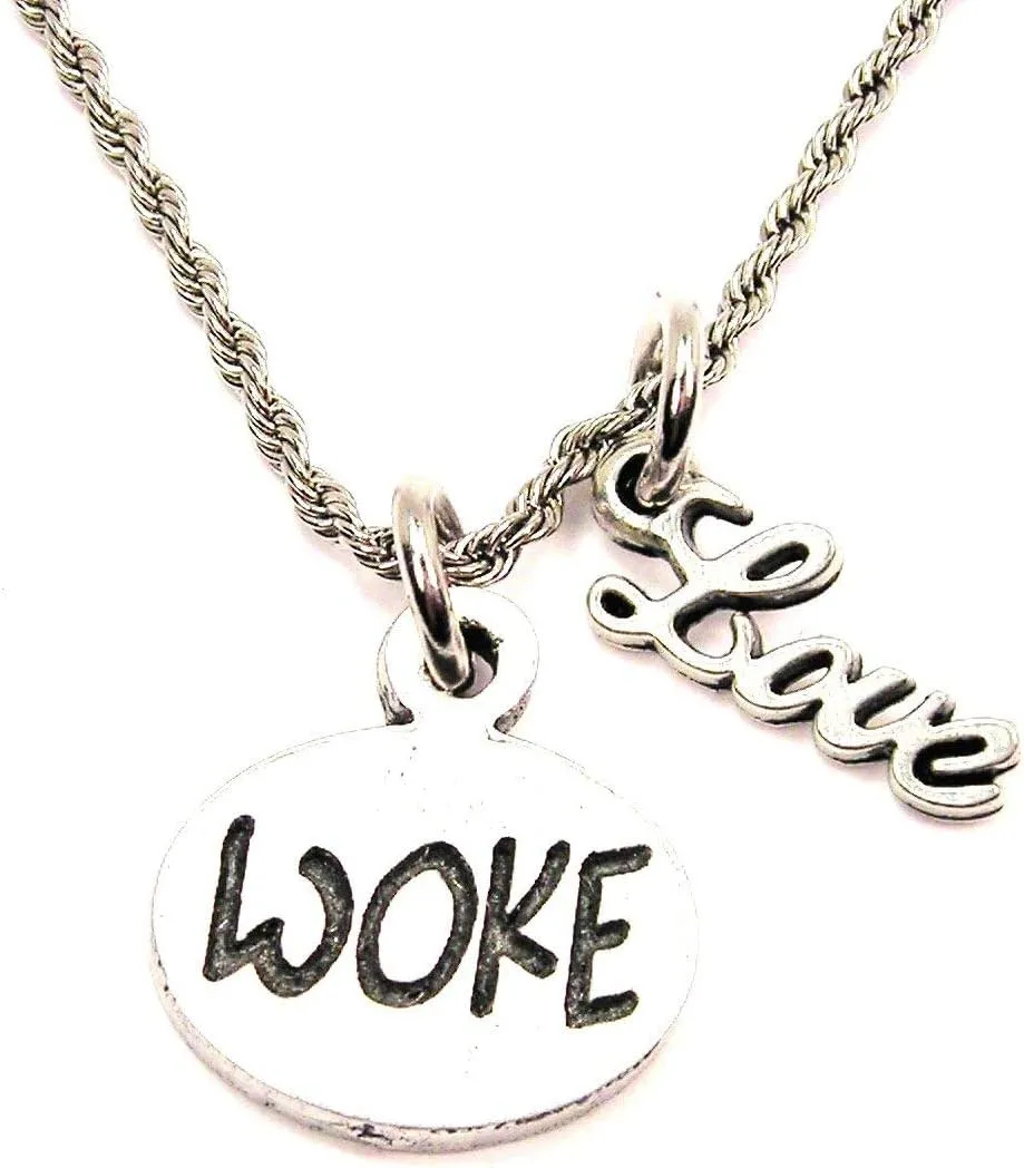 Woke Rope Chain Cursive Love Necklace