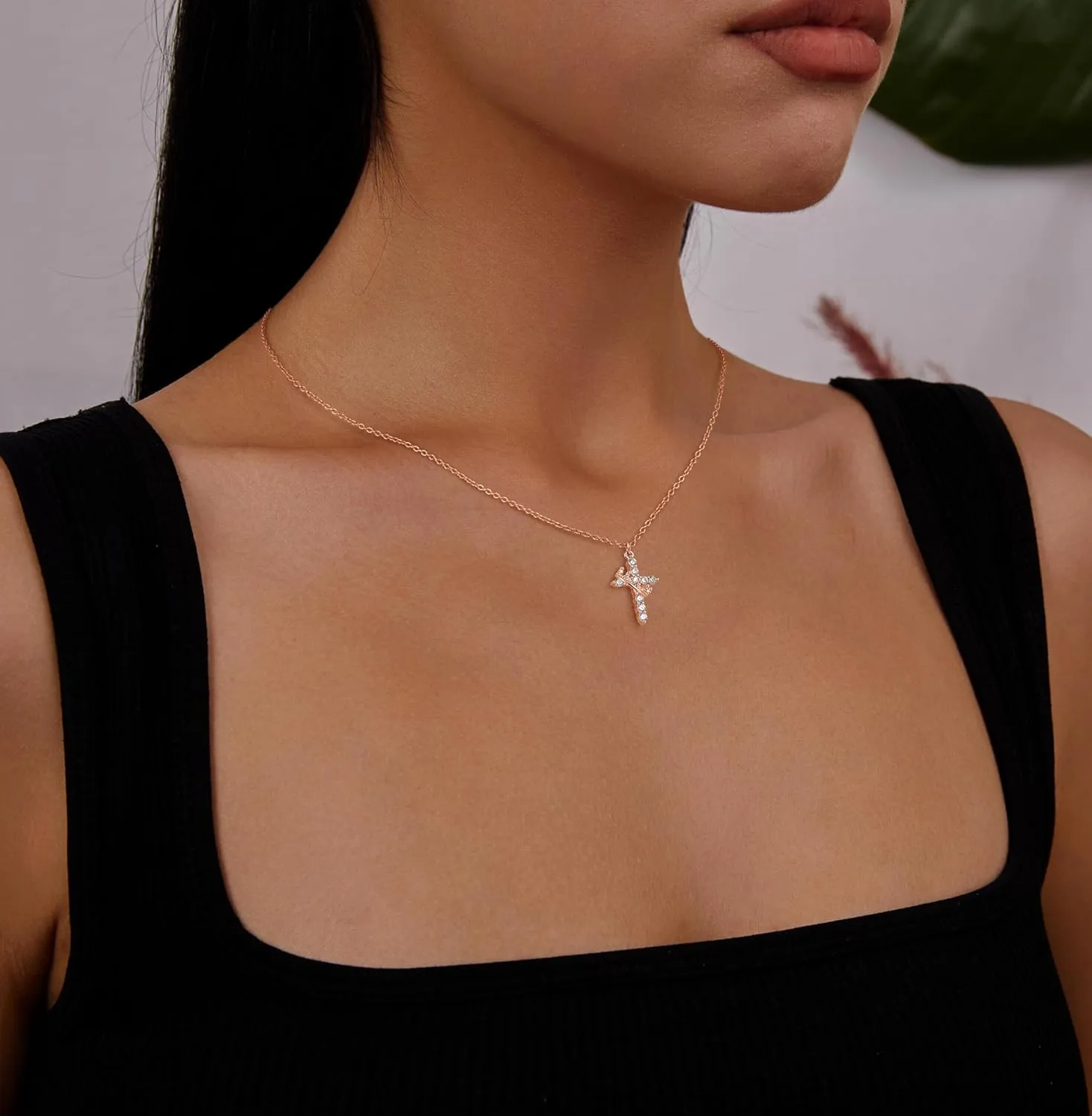 Women's Gifts Upgraded Crown Cross Necklace for Women 14K Gold Plated Crown Cross Pendant Necklace Simple Diamond Gold Necklaces Faith Cross Jewelry First Communion Necklace