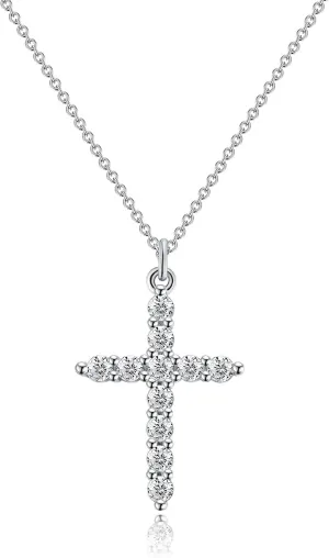 Women's Gifts Upgraded Crown Cross Necklace for Women 14K Gold Plated Crown Cross Pendant Necklace Simple Diamond Gold Necklaces Faith Cross Jewelry First Communion Necklace