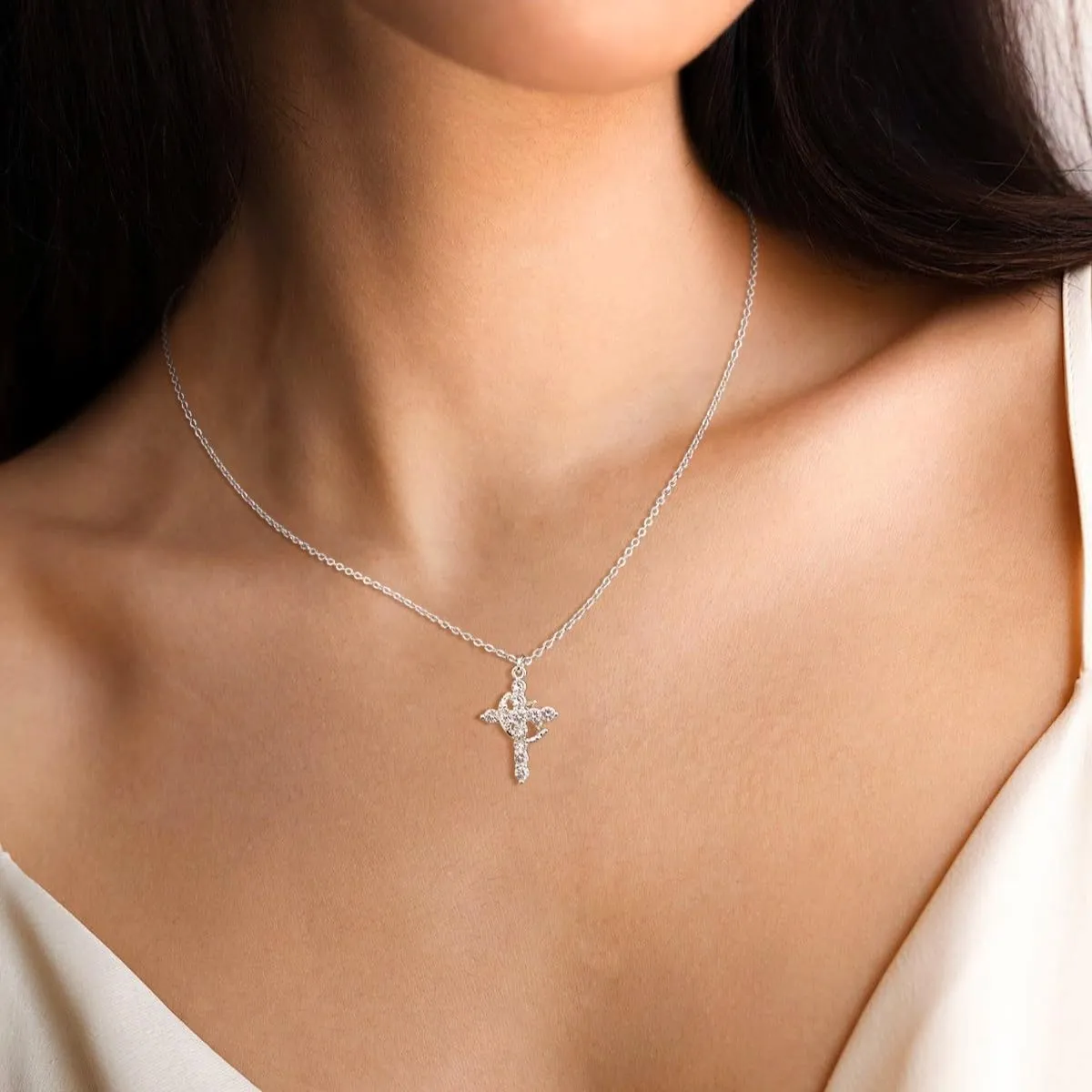 Women's Gifts Upgraded Crown Cross Necklace for Women 14K Gold Plated Crown Cross Pendant Necklace Simple Diamond Gold Necklaces Faith Cross Jewelry First Communion Necklace