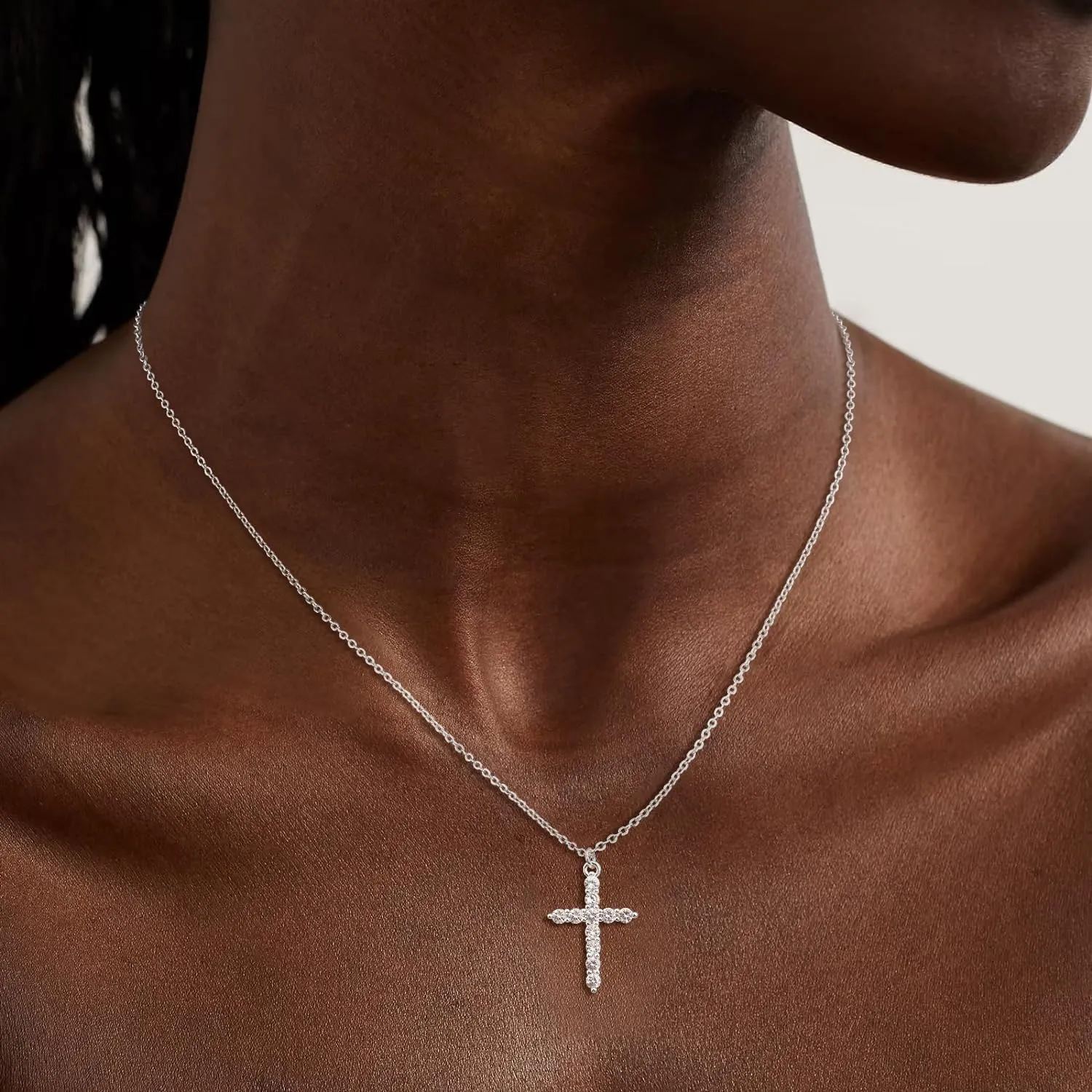 Women's Gifts Upgraded Crown Cross Necklace for Women 14K Gold Plated Crown Cross Pendant Necklace Simple Diamond Gold Necklaces Faith Cross Jewelry First Communion Necklace