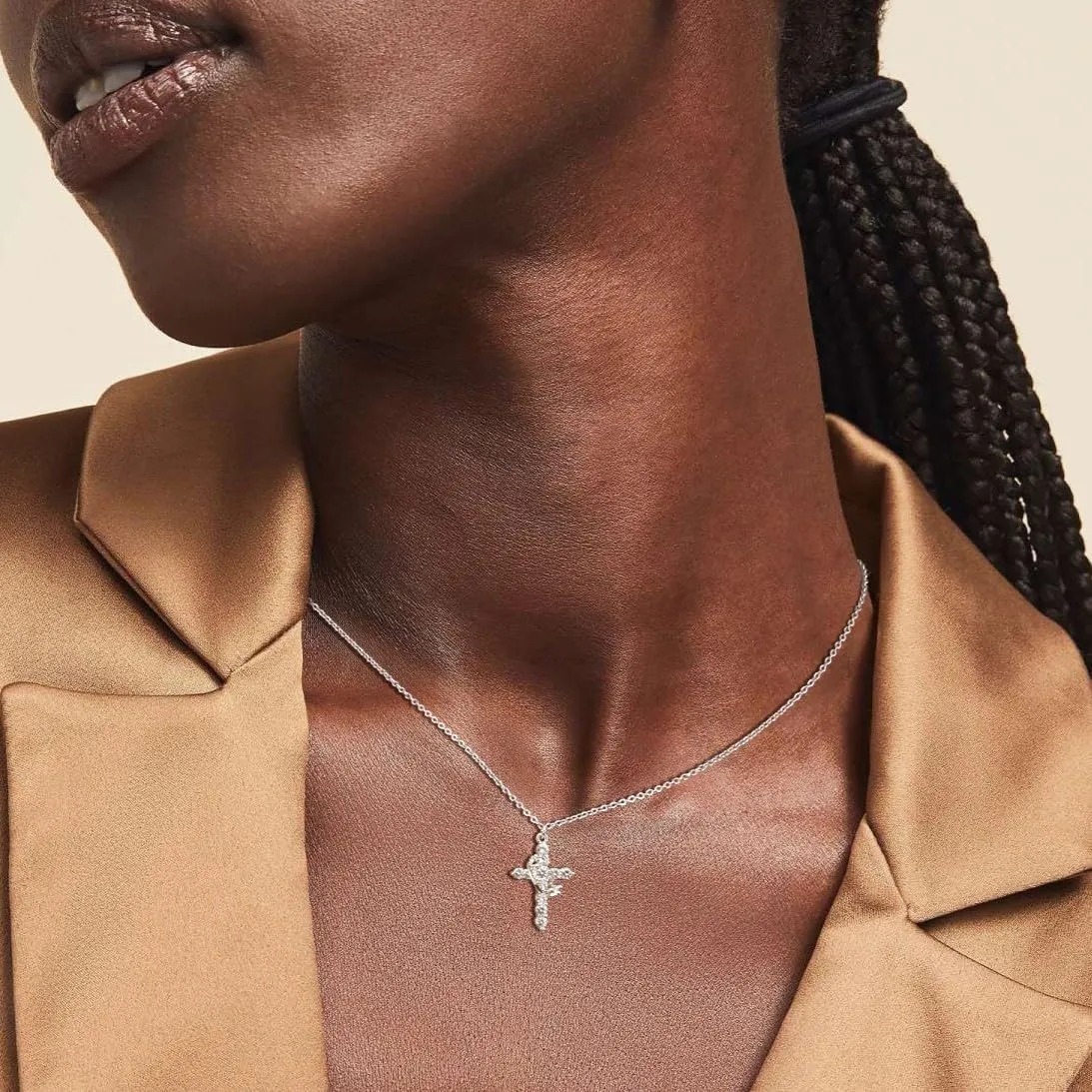 Women's Gifts Upgraded Crown Cross Necklace for Women 14K Gold Plated Crown Cross Pendant Necklace Simple Diamond Gold Necklaces Faith Cross Jewelry First Communion Necklace