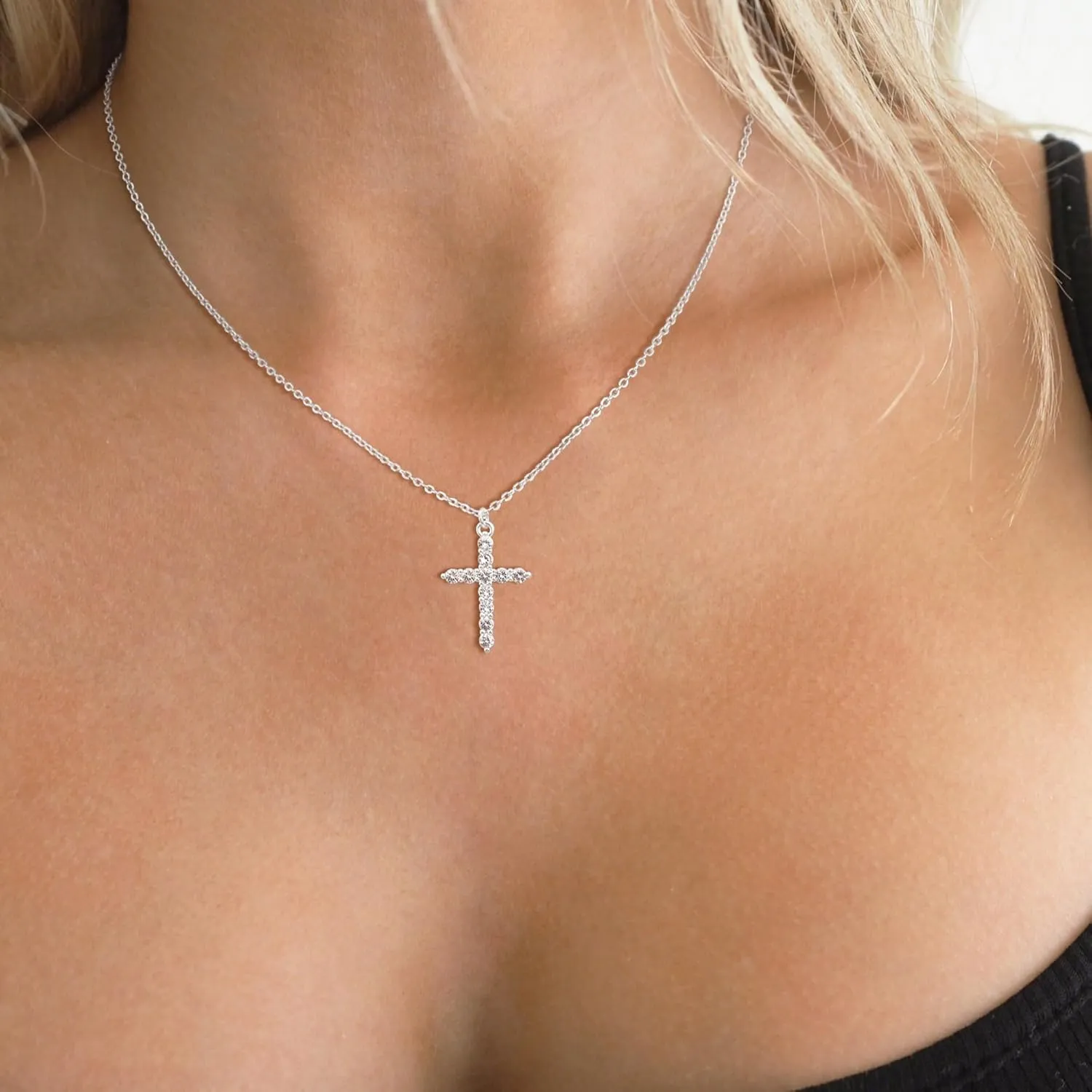 Women's Gifts Upgraded Crown Cross Necklace for Women 14K Gold Plated Crown Cross Pendant Necklace Simple Diamond Gold Necklaces Faith Cross Jewelry First Communion Necklace