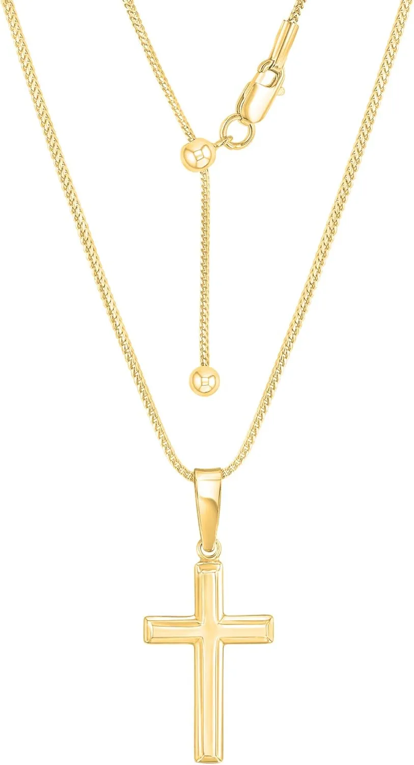 Womens Solid Sterling Silver Cross Necklace and Adjustable Chain - Ready To Give Gift In Box