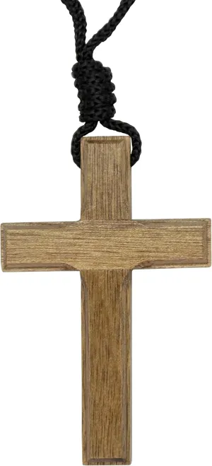 Wooden Cross on Strong Cord | Great Christian Accessory | Simple Religious Statement Jewelry | Great Gift for Baptism, First Communion, Confirmation, and Ordination