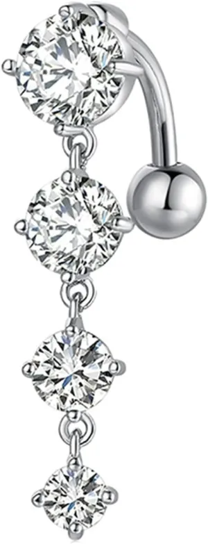 Wycian Bellybutton Ring, Navel Rings Cute Cubic Zirconia White Alloy Round 2.8G for Women Mother Body Piercing Jewelry