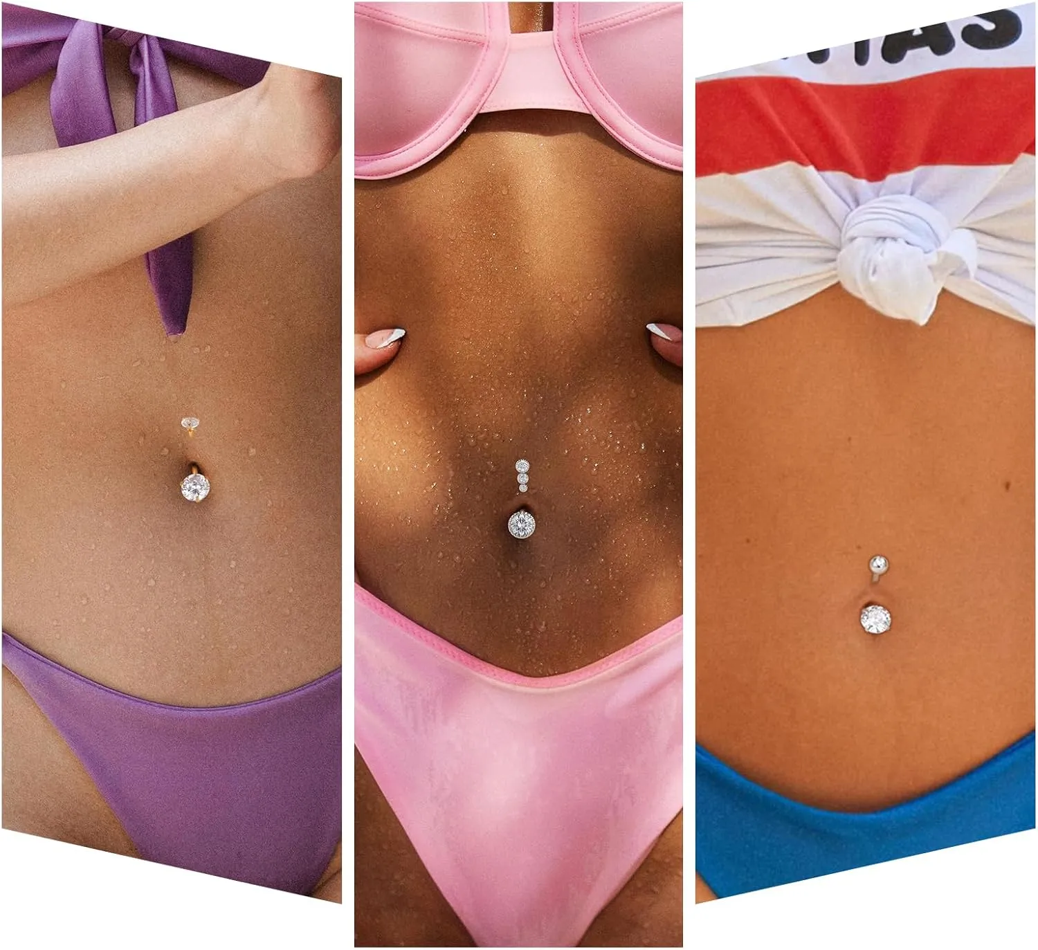 Xpircn Belly Button Rir 14G Stainless Steel clear cZ Navel Rings Dangle Belly Body Piercing Jewelr