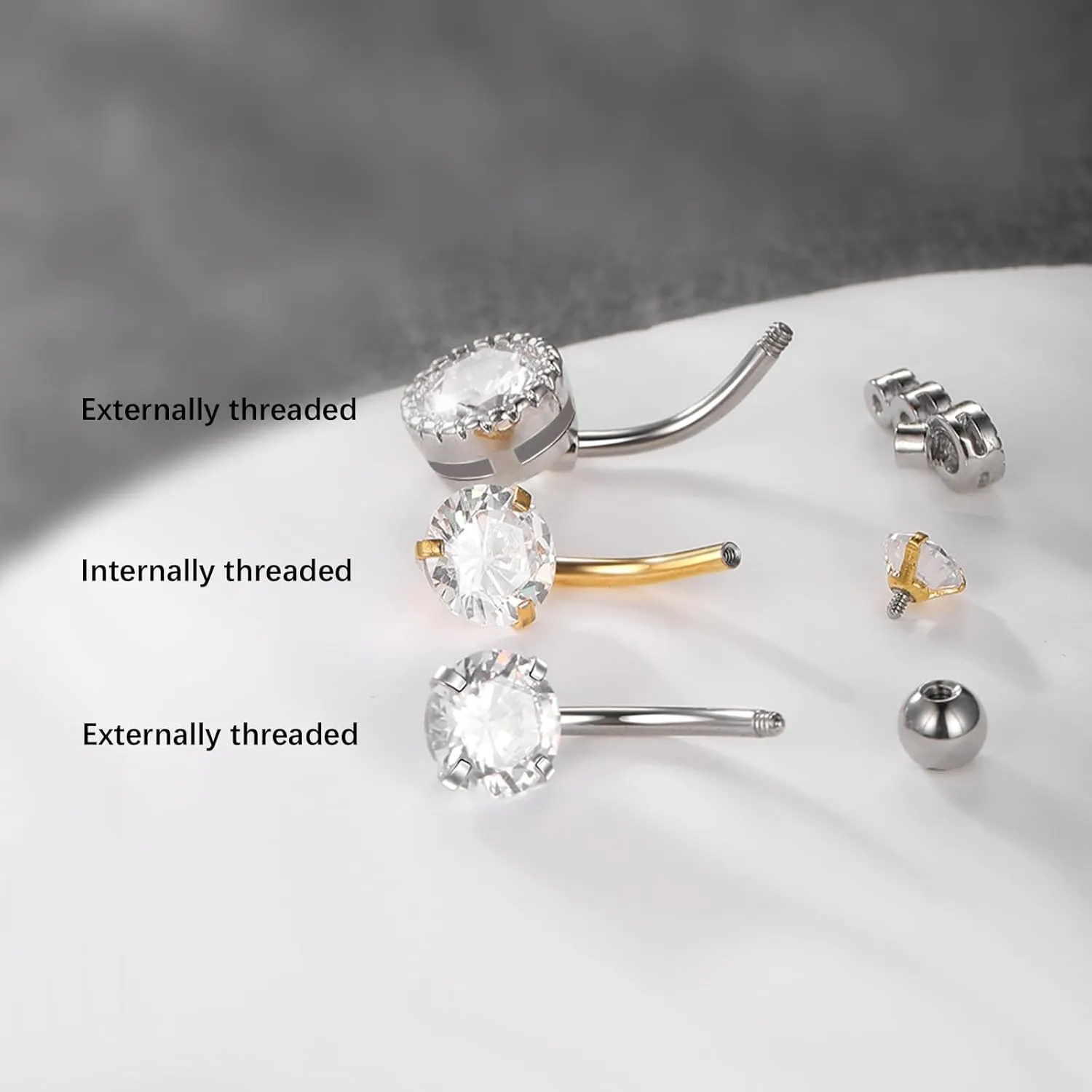 Xpircn Belly Button Rir 14G Stainless Steel clear cZ Navel Rings Dangle Belly Body Piercing Jewelr