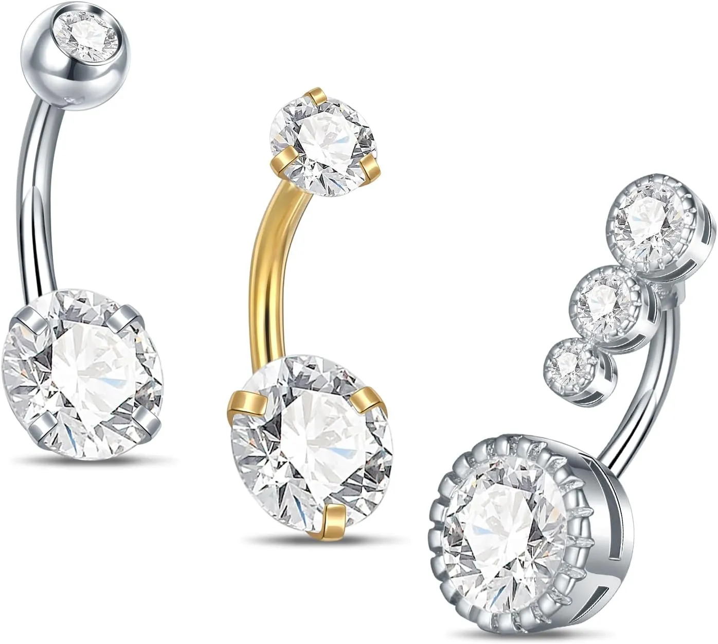 Xpircn Belly Button Rir 14G Stainless Steel clear cZ Navel Rings Dangle Belly Body Piercing Jewelr