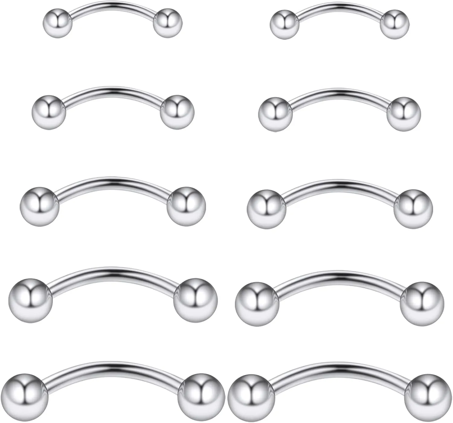 Yaalozei 16G 14G Eyebrow Rings Rook Piercing Jewelry Surgical Steel Curved Barbells Snake Eye Tongue Rings Vertical Lip Belly Rings Cartilage Helix Daith Earrings Piercing Jewelry for Women Men