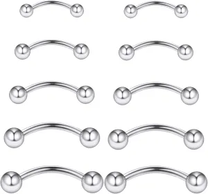 Yaalozei 16G 14G Eyebrow Rings Rook Piercing Jewelry Surgical Steel Curved Barbells Snake Eye Tongue Rings Vertical Lip Belly Rings Cartilage Helix Daith Earrings Piercing Jewelry for Women Men