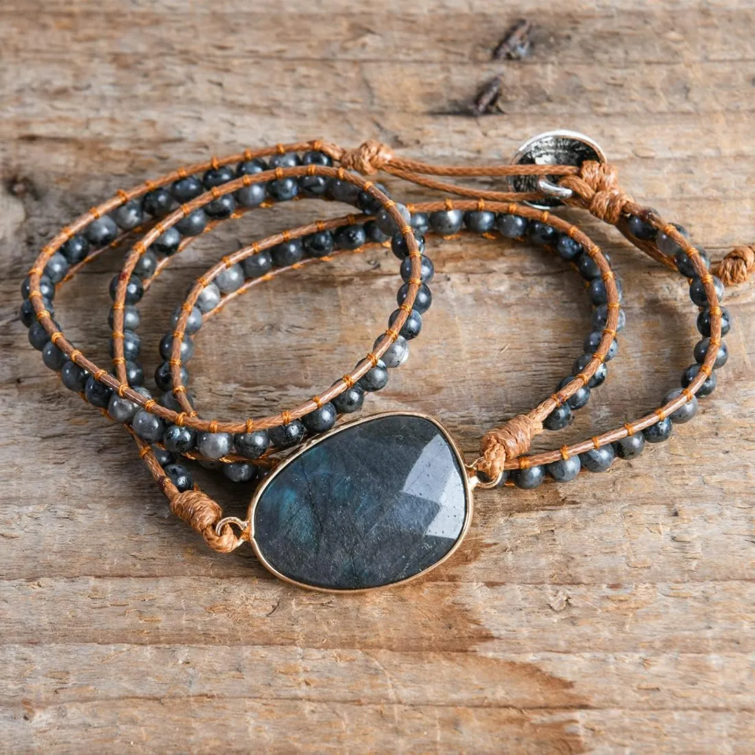 YGLINE Women Boho Handmade Natural Stone Crystal Leather Bead Wrap Bracelets Collection
