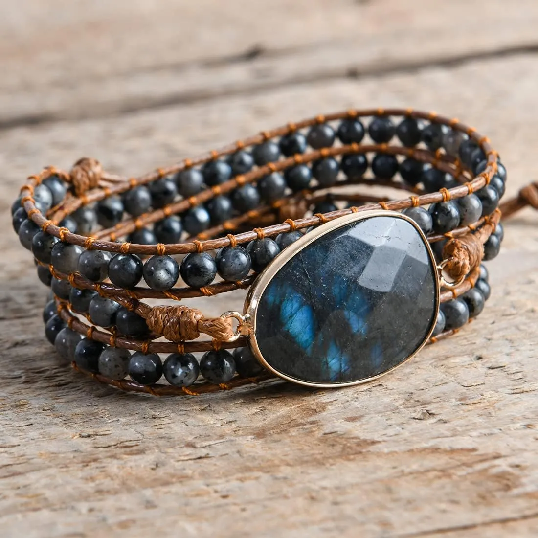 YGLINE Women Boho Handmade Natural Stone Crystal Leather Bead Wrap Bracelets Collection
