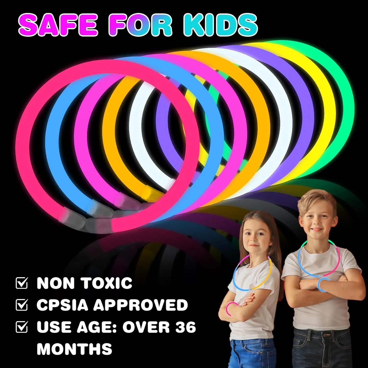 YixangDD 172 PCS Ultra Bright Glow Sticks, 8 Inch Glow Sticks Bulk Party Pack for Decorations in Dark, Glow Bracelets and Necklaces for Concerts, Christmas, Halloween Supplies with 172 Connectors