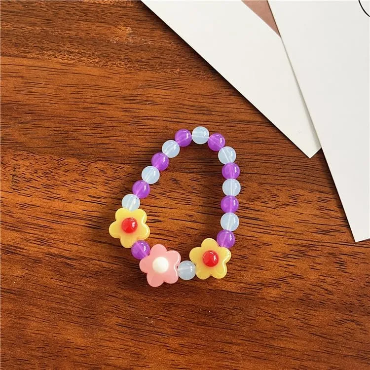 YIYUGEY Colorful Sweet Jelly Beaded Bracelet Flower Pendant Beads Stretch Bracelet Party Benefits Dress Up Clothing Jewelry Friendship Surprise Party for Women