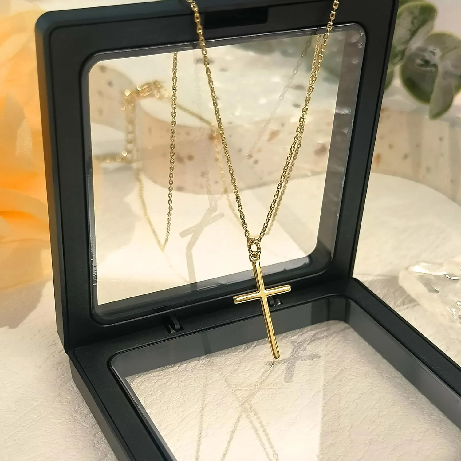 Zeffy Cross Necklace for Women, 18k Gold/Silver Plated Tiny Cross Pendant Necklace Simple Layered Cross Necklaces Gold Jewelry for Women