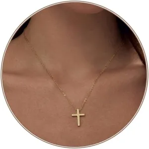 Zeffy Cross Necklace for Women, 18k Gold/Silver Plated Tiny Cross Pendant Necklace Simple Layered Cross Necklaces Gold Jewelry for Women