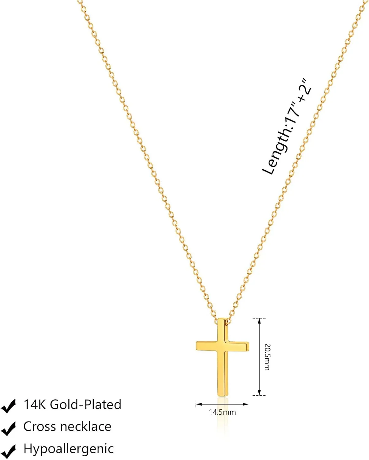 Zeffy Cross Necklace for Women, 18k Gold/Silver Plated Tiny Cross Pendant Necklace Simple Layered Cross Necklaces Gold Jewelry for Women