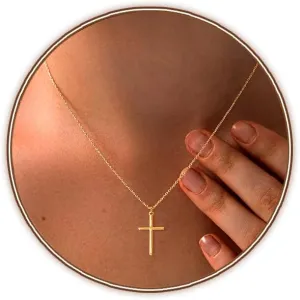 Zeffy Cross Necklace for Women, 18k Gold/Silver Plated Tiny Cross Pendant Necklace Simple Layered Cross Necklaces Gold Jewelry for Women