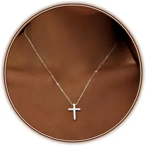 Zeffy Cross Necklace for Women, 18k Gold/Silver Plated Tiny Cross Pendant Necklace Simple Layered Cross Necklaces Gold Jewelry for Women