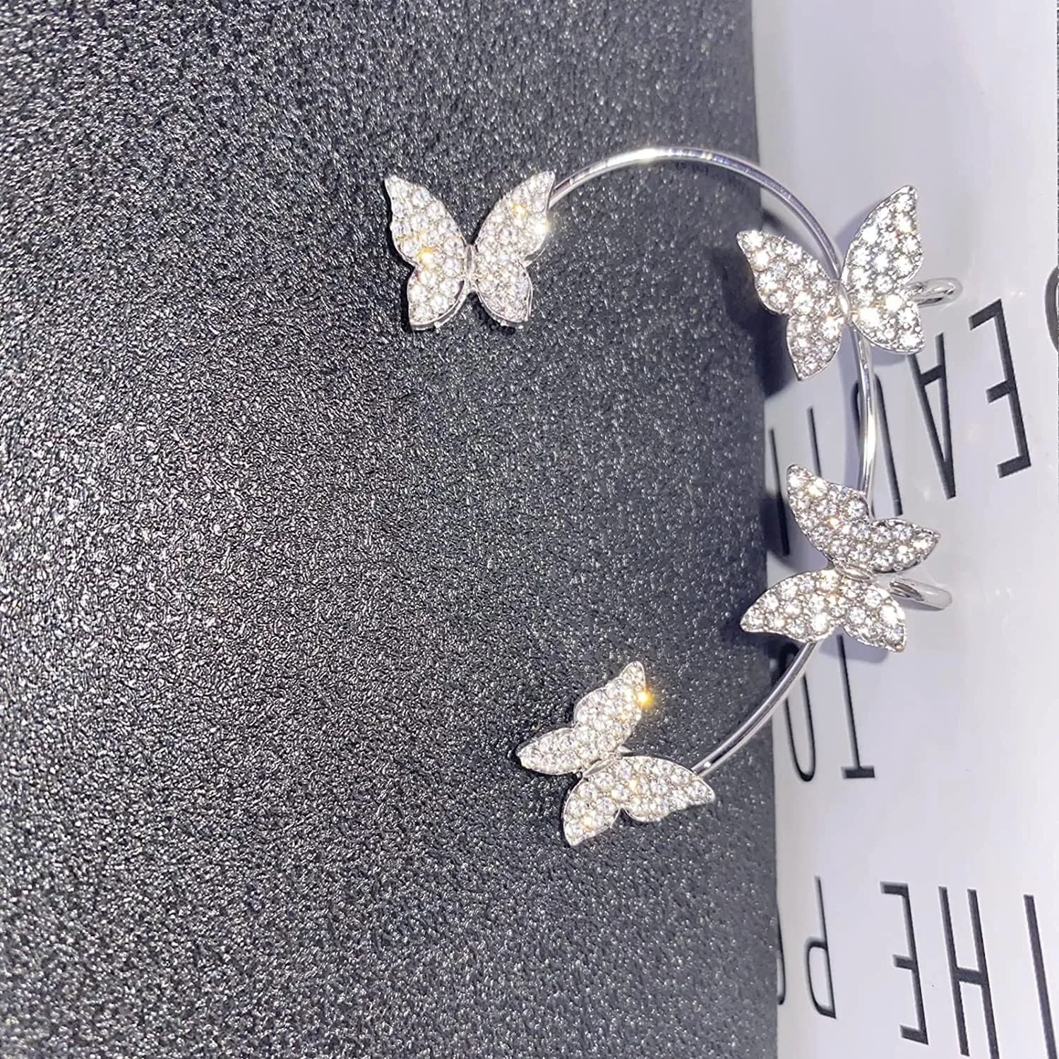 Zircon Butterfly Earrings for Women, No Piercing Butterfly Ear Wrap Earrings for Women, Crystal Ear Cuff Wrap Crawler Earring