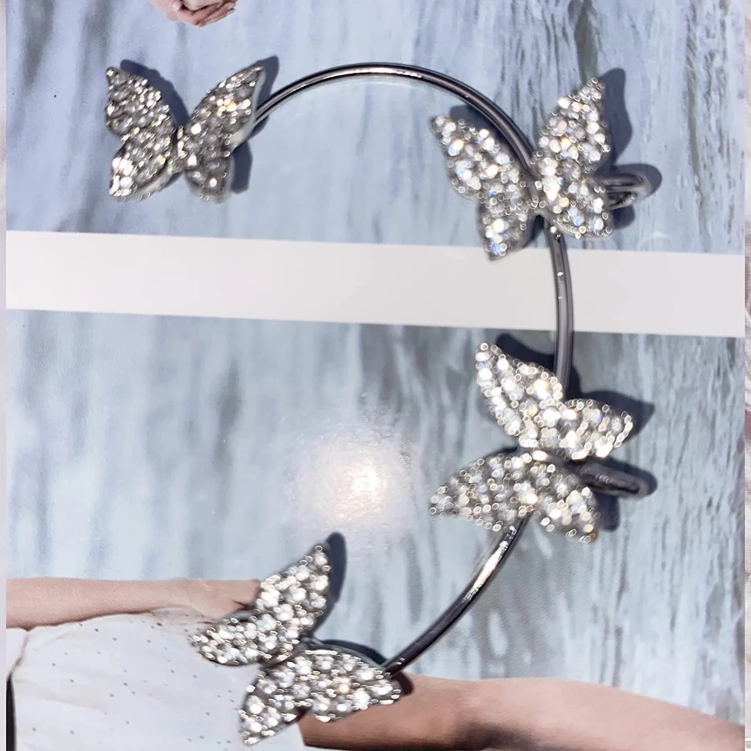 Zircon Butterfly Earrings for Women, No Piercing Butterfly Ear Wrap Earrings for Women, Crystal Ear Cuff Wrap Crawler Earring