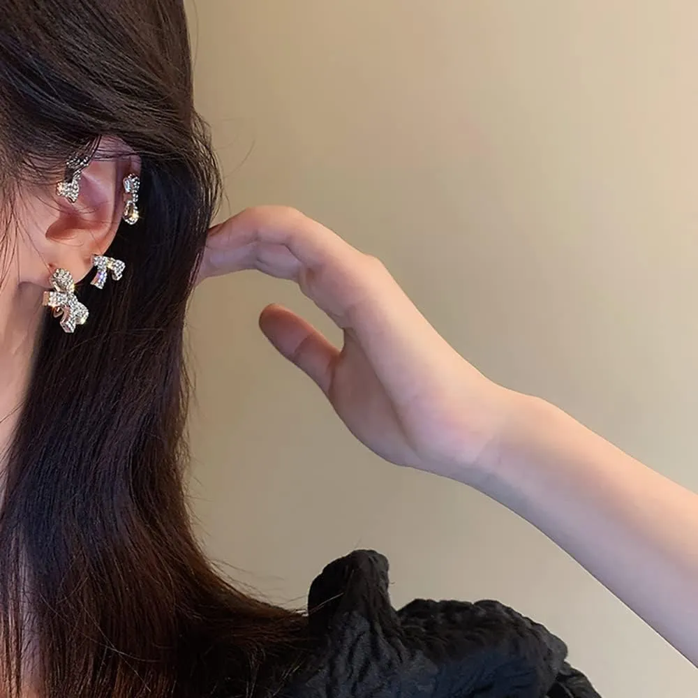 Zircon Butterfly Earrings for Women, No Piercing Butterfly Ear Wrap Earrings for Women, Crystal Ear Cuff Wrap Crawler Earring