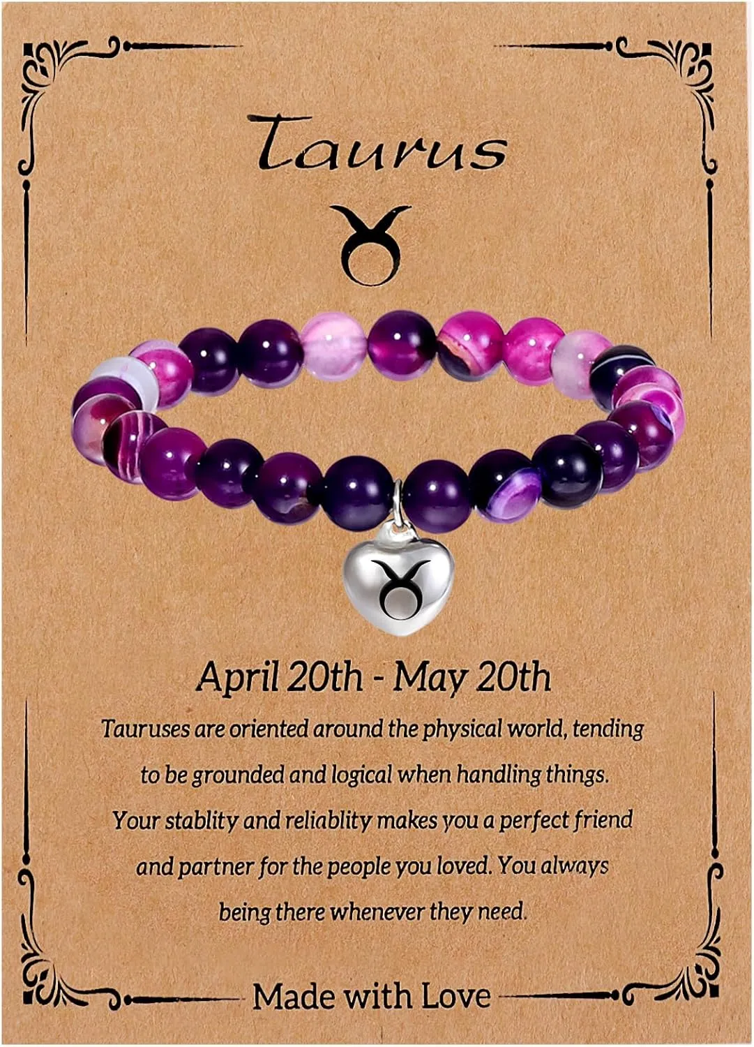 Zodiac Bracelet for Women Girls, Zodiac Bracelet Gifts for Women Birthday Valentine Christmas End of Year, Natural Stone Horoscope Beaded Bracelet Healing Zodiac Bracelet Gifts for Women Girls