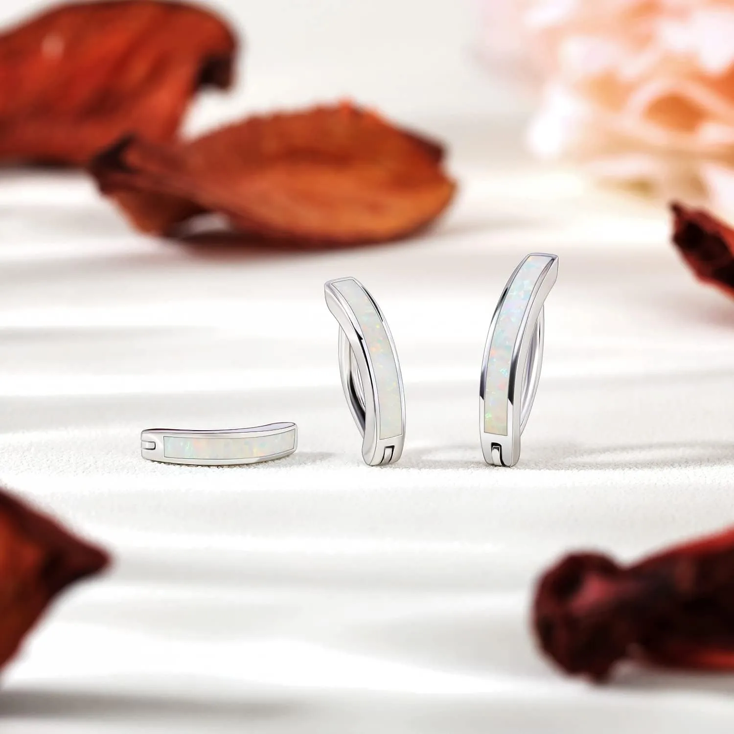 ZS 14G Clicker Belly Button Rings for Women, 925 Sterling Silver Opal Belly Barbell Piercing Reverse Curved Navel Barbell Body Jewelry