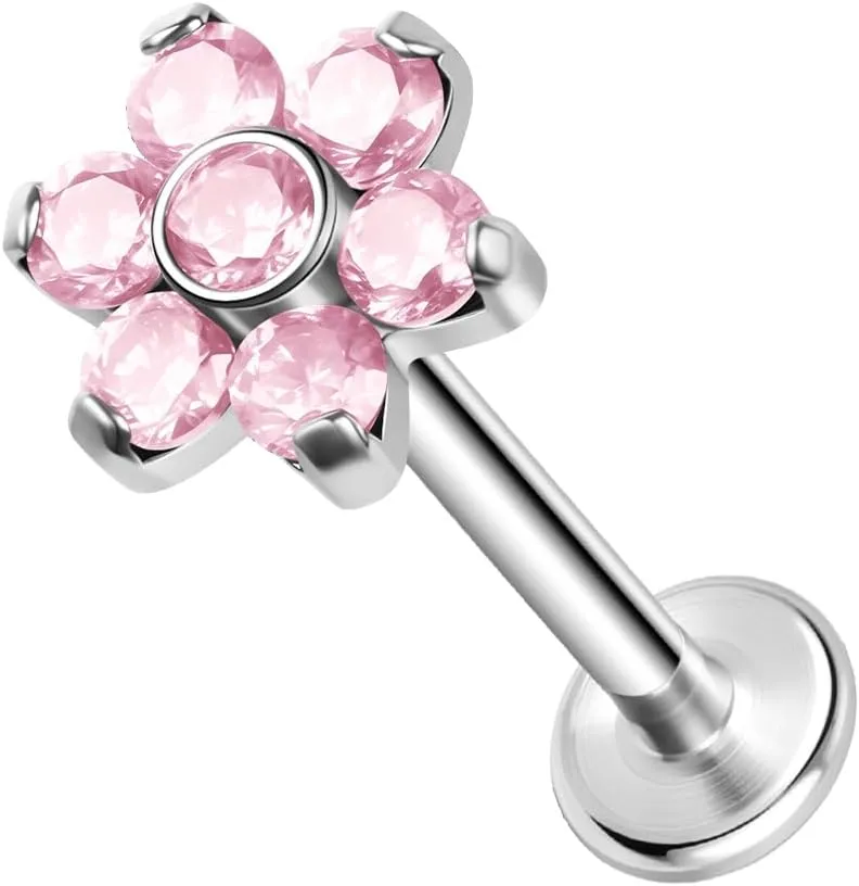ZS ASTM F136 Titanium 16G 8mm Piercing Jewelry for Conch, Tragus, Helix, Lip, Labret, Earlobe - Hypoallergenic Internally Threaded Flat Back Cartilage Stud Earring