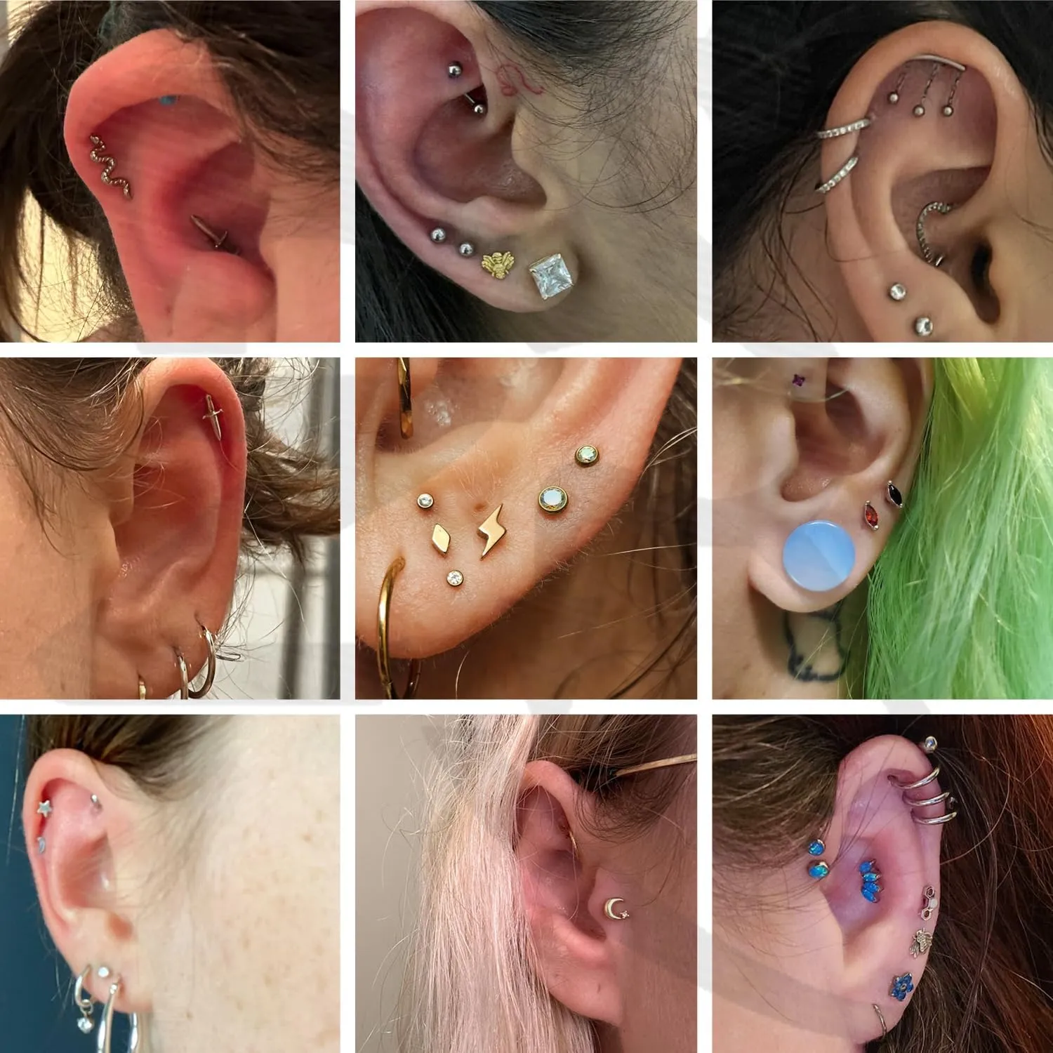 ZS ASTM F136 Titanium 16G 8mm Piercing Jewelry for Conch, Tragus, Helix, Lip, Labret, Earlobe - Hypoallergenic Internally Threaded Flat Back Cartilage Stud Earring