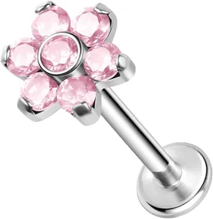 ZS ASTM F136 Titanium 16G 8mm Piercing Jewelry for Conch, Tragus, Helix, Lip, Labret, Earlobe - Hypoallergenic Internally Threaded Flat Back Cartilage Stud Earring