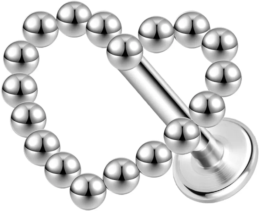 ZS ASTM F136 Titanium 16G 8mm Piercing Jewelry for Conch, Tragus, Helix, Lip, Labret, Earlobe - Hypoallergenic Internally Threaded Flat Back Cartilage Stud Earring