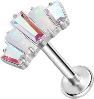 ZS ASTM F136 Titanium 16G 8mm Piercing Jewelry for Lip, Labret, Conch, Tragus, Helix, Earlobe - Hypoallergenic Internally Threaded Flat Back Cartilage Stud Earring