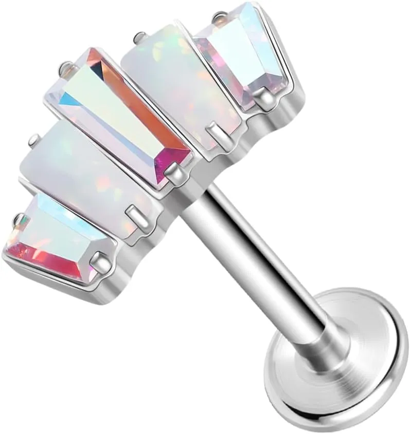 ZS ASTM F136 Titanium 16G 8mm Piercing Jewelry for Lip, Labret, Conch, Tragus, Helix, Earlobe - Hypoallergenic Internally Threaded Flat Back Cartilage Stud Earring