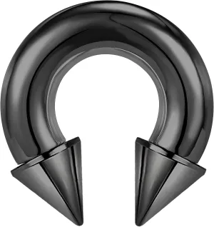 ZS Surgical Steel Spiked Horseshoe Circular Barbell, 00G 0G 2G 4G 6G 8G 12G 16G PA Rings, CBR Nose Septum Nipple Tragus Lip Ear Body Piercing Jewelry