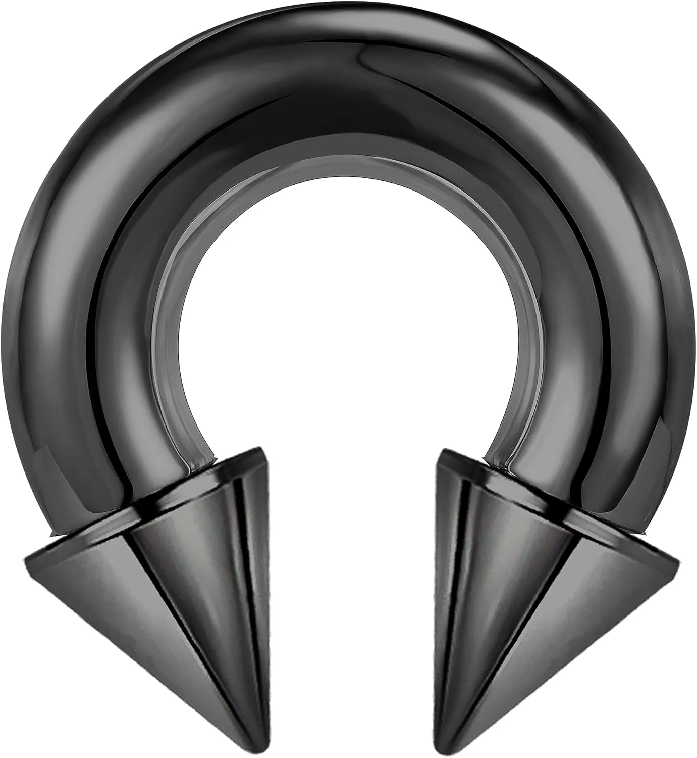 ZS Surgical Steel Spiked Horseshoe Circular Barbell, 00G 0G 2G 4G 6G 8G 12G 16G PA Rings, CBR Nose Septum Nipple Tragus Lip Ear Body Piercing Jewelry