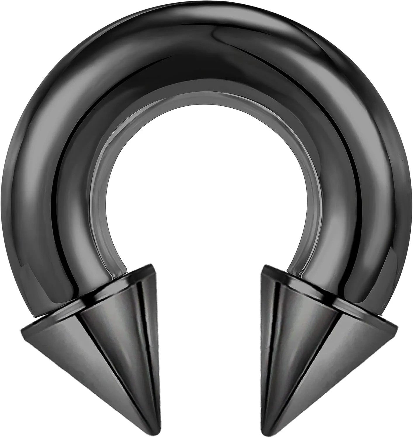 ZS Surgical Steel Spiked Horseshoe Circular Barbell, 00G 0G 2G 4G 6G 8G 12G 16G PA Rings, CBR Nose Septum Nipple Tragus Lip Ear Body Piercing Jewelry